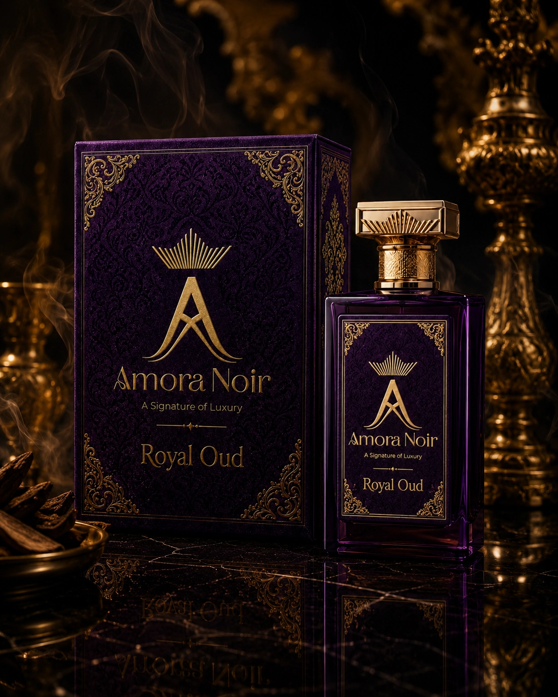 Royal Oud Noir smoky display